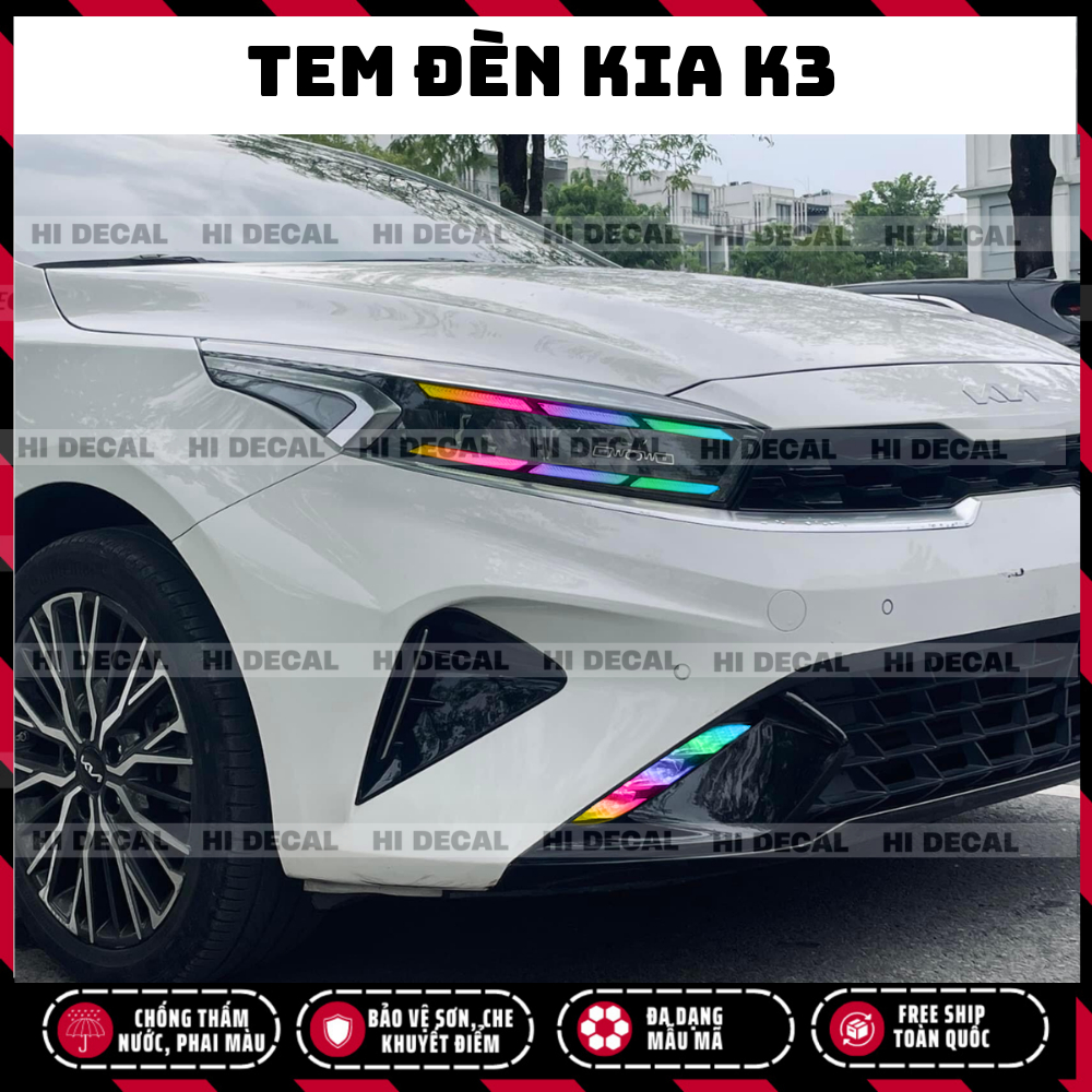Tem dán đèn xe Kia K3, decal dán đổi màu đèn kia k3 cực hót| Tem trang trí cao cấp chống thấm nước, phai màu