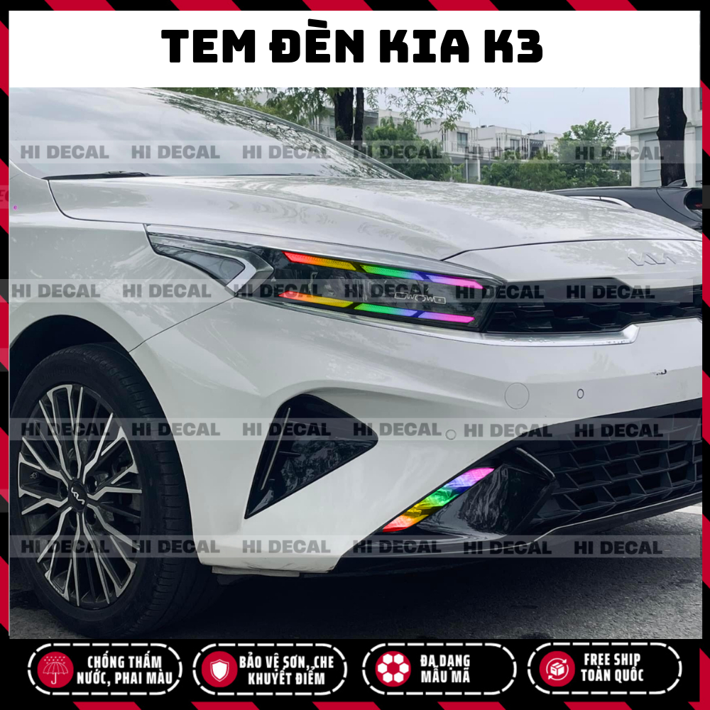 Tem dán đèn xe Kia K3, decal dán đổi màu đèn kia k3 cực hót| Tem trang trí cao cấp chống thấm nước, phai màu