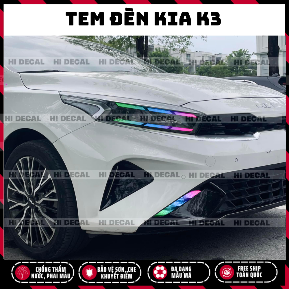Tem dán đèn xe Kia K3, decal dán đổi màu đèn kia k3 cực hót| Tem trang trí cao cấp chống thấm nước, phai màu