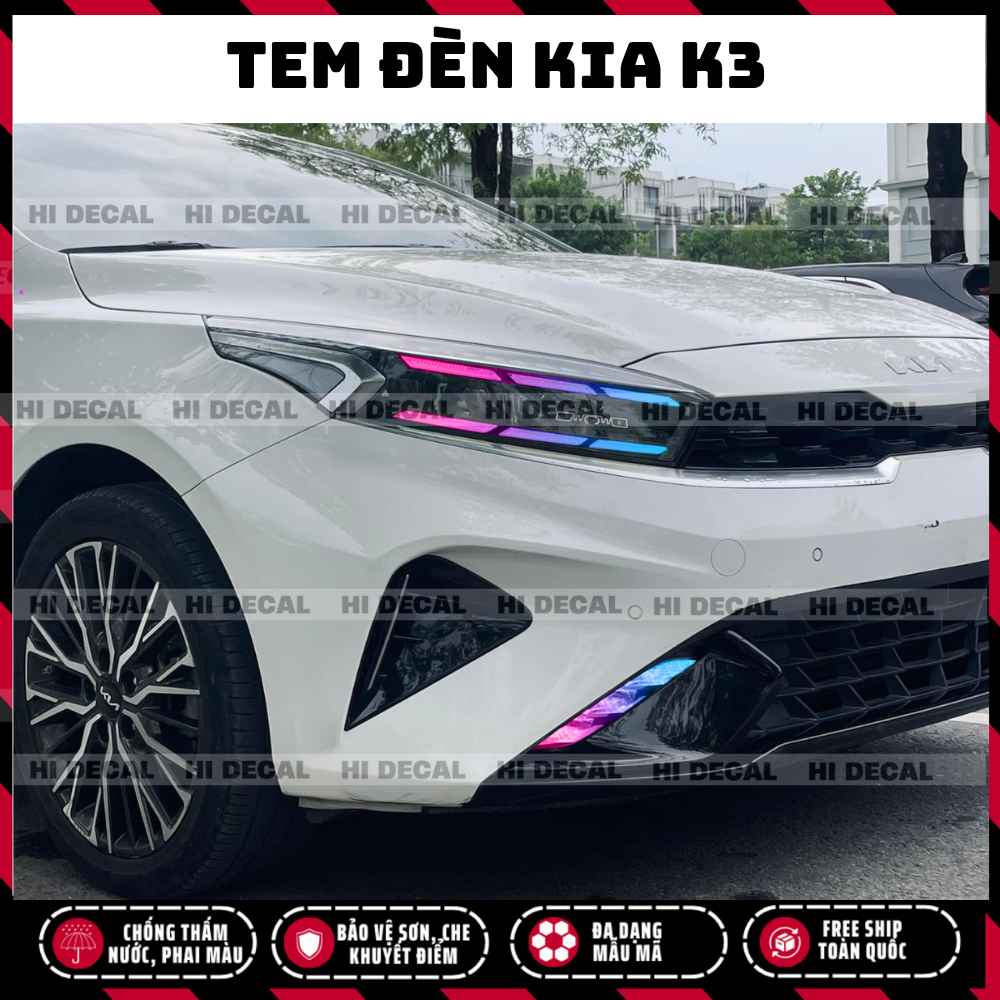 Tem dán đèn xe Kia K3, decal dán đổi màu đèn kia k3 cực hót| Tem trang trí cao cấp chống thấm nước, phai màu