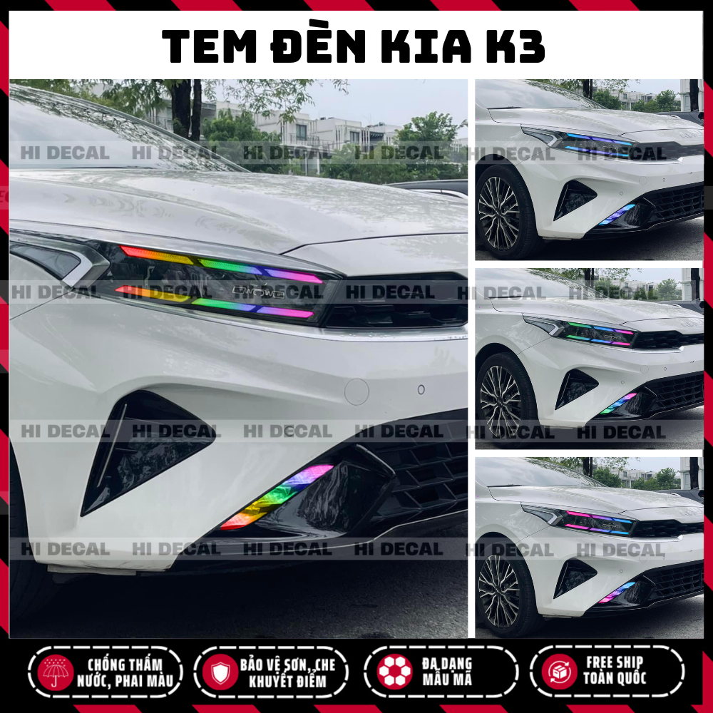 Tem dán đèn xe Kia K3, decal dán đổi màu đèn kia k3 cực hót| Tem trang trí cao cấp chống thấm nước, phai màu