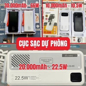 Bộ Sạc Dự Phòng Đầy Đủ Các Loại 10.000/20.000/30.000 mAh, Hỗ Trợ Sạc Nhanh, Tích Hợp Sẵn Cáp Sạc BH 06 Tháng