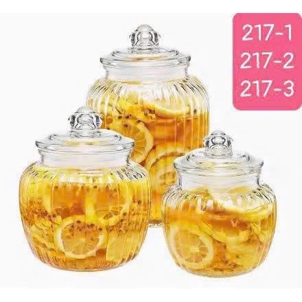 Combo 3 Hũ Thuỷ Tinh Sọc bình quả bí đựng ngâm nước hoa quả ,Đựng Gia Vị , Muối Dưa Cà , Đựng Đồ Khô nhiều dung tích