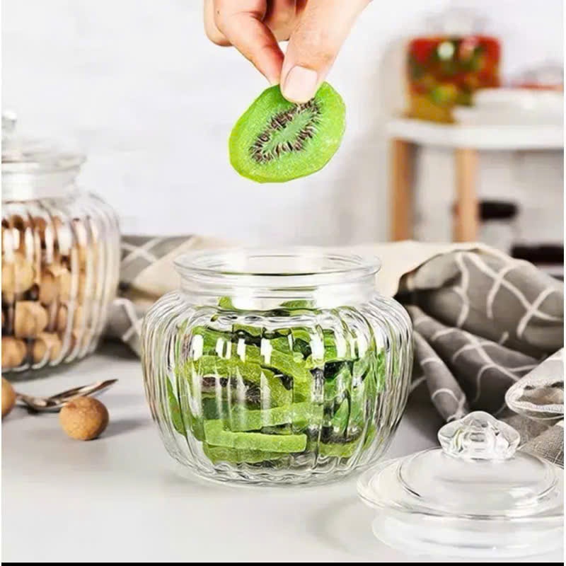 Combo 3 Hũ Thuỷ Tinh Sọc bình quả bí đựng ngâm nước hoa quả ,Đựng Gia Vị , Muối Dưa Cà , Đựng Đồ Khô nhiều dung tích