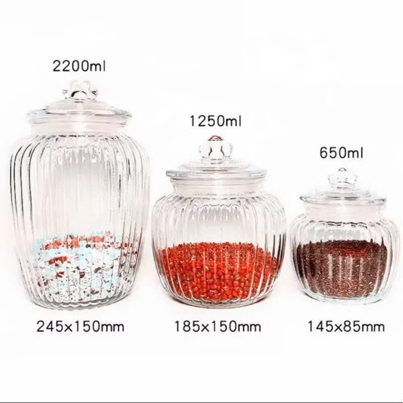 Combo 3 Hũ Thuỷ Tinh Sọc bình quả bí đựng ngâm nước hoa quả ,Đựng Gia Vị , Muối Dưa Cà , Đựng Đồ Khô nhiều dung tích