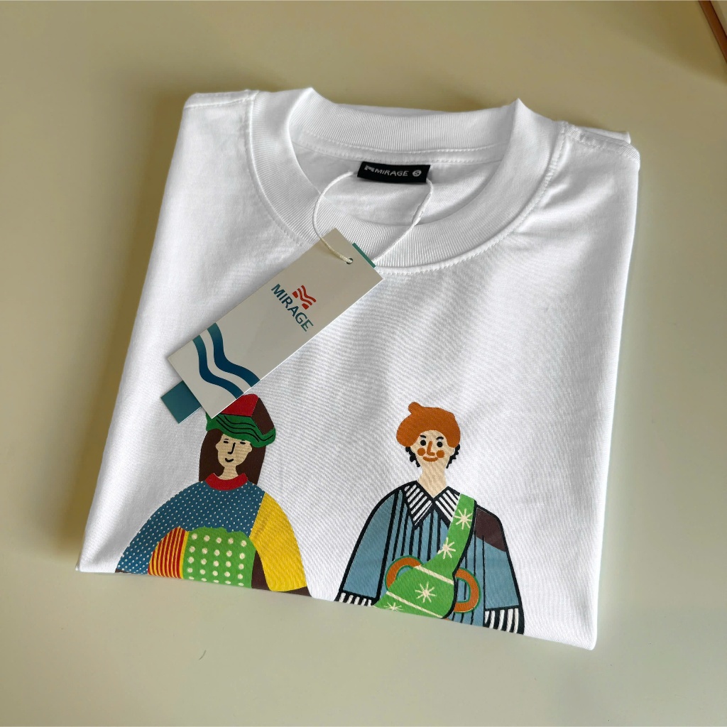 Áo Thun Mirage Cặp Đôi Tông Trắng Hiện Đại Local Brand Chất 100% Cotton Mềm Mịn Thoáng Mát.