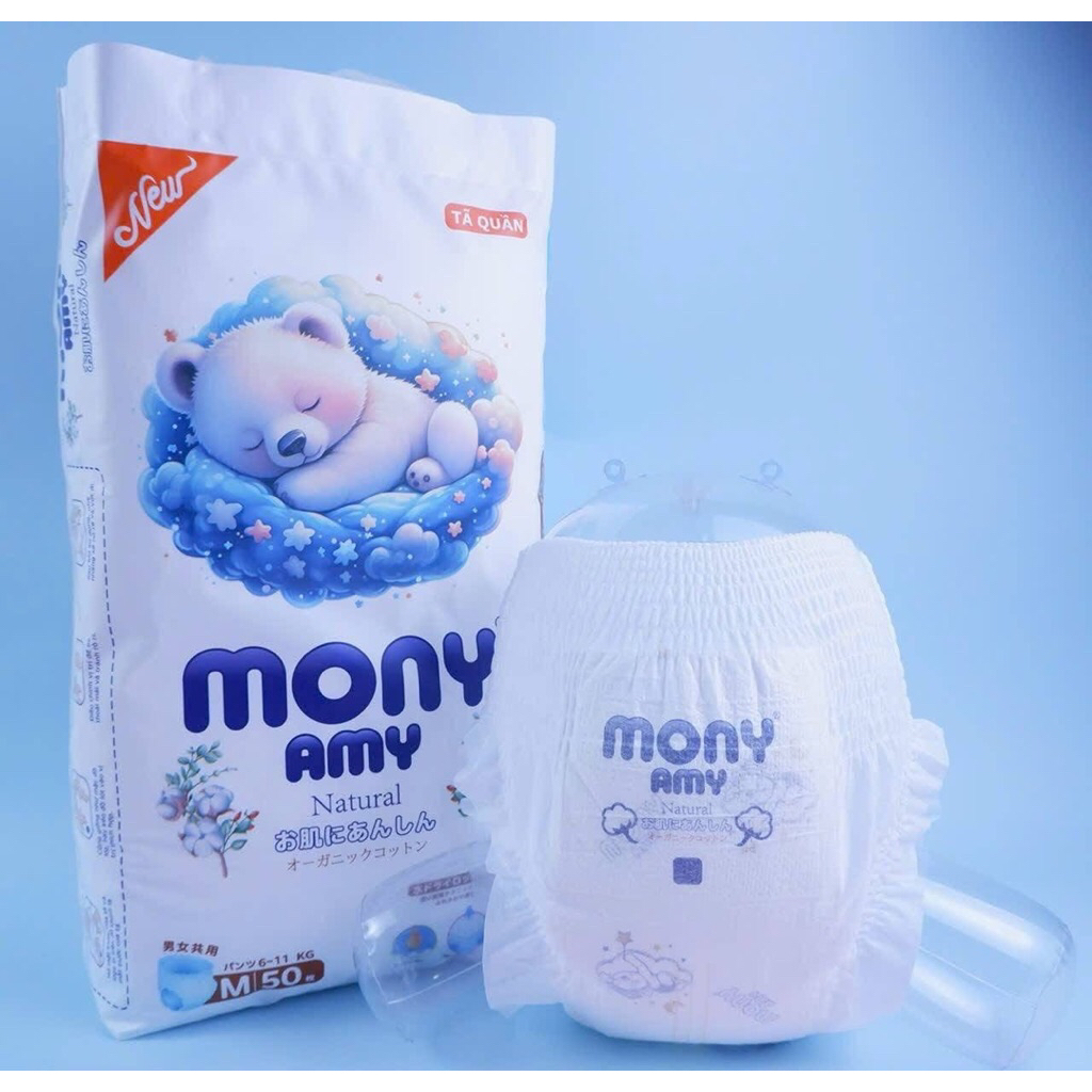 Bỉm Mony Amy Tã Quần Cho Bé – Siêu Mỏngg – Size M50/L50/Xl50/XXL50/XXXL50/4XL/5Xl– Giao Nhanh