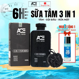 Sữa tắm nam 3 in 1 ACEMAN PREBIOTIC 320ML sữa tắm nước hoa nam lôi cuốn tắm gội toàn thân tiện lợi