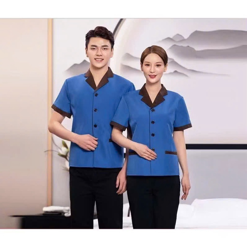 Đồng phục phòng buồng ,tạp vụ spa,khách sạn,thẩm mỹ viện chất liệu cotton lạnh hàng thiết kế cao cấp