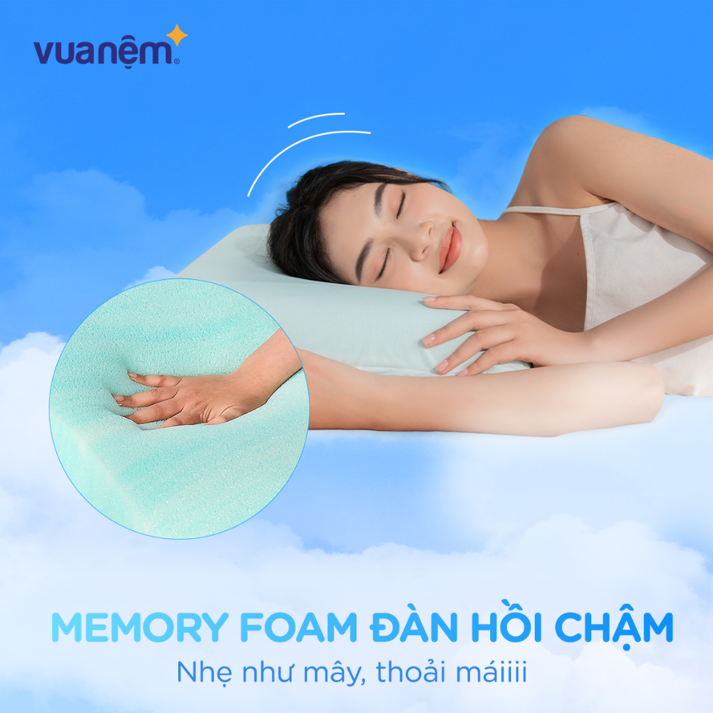 Gối nằm memory foam iComfy Sofy Air - Gối foam, Gối công thái học, gối ngủ êm Vua Nệm