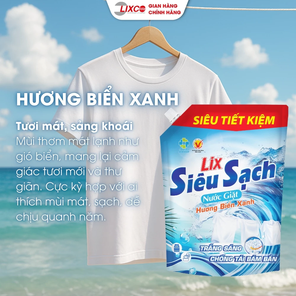 Combo 2 túi nước giặt Lix Siêu Sạch Hoa Anh Đào dung tích 2.4kg/túi, 2C-N2503 - Lixco Việt Nam