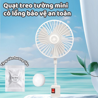 Quạt Treo Tường Nhà Bếp Nhà Tắm Có Lồng Xoay 360 Độ Toả Hương Quạt Mini Treo Nhà Bếp Quạt Cắm Điện Life Plus - QTT02