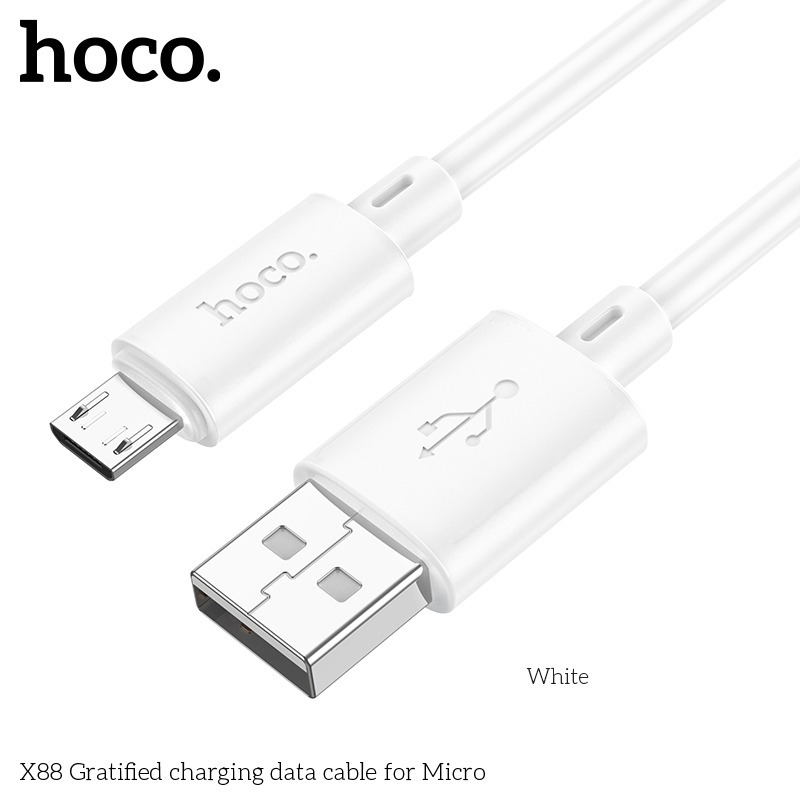 Cáp Sạc Micro USB Hoco X88 Dài 1m – Dây Sạc Nhanh 2.4A Cho Android, Samsung, OPPO, Xiaomi, Vỏ TPE Bền Chắc