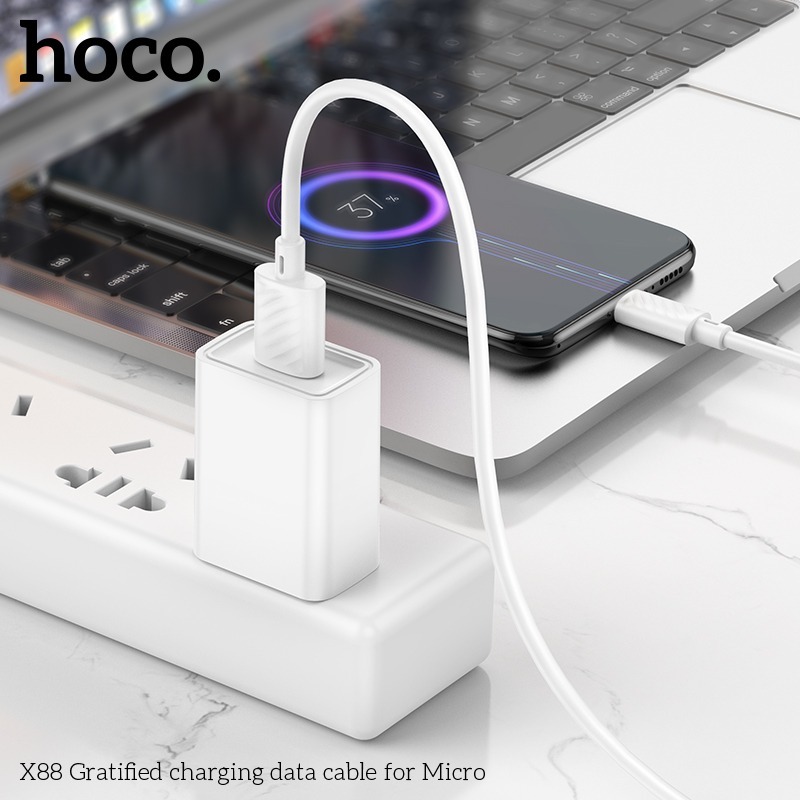 Cáp Sạc Micro USB Hoco X88 Dài 1m – Dây Sạc Nhanh 2.4A Cho Android, Samsung, OPPO, Xiaomi, Vỏ TPE Bền Chắc