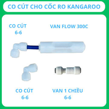 Co cút cốc lọc, cút màng RO ,cút nối nhanh co 6-6 và van flow300c van 1 chiều cho máy lọc nước
