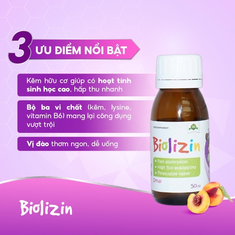 Kẽm Biolizin Hỗ Trợ Bé Ăn Ngon, Tăng Đề Kháng chai 50ml + quà tặng