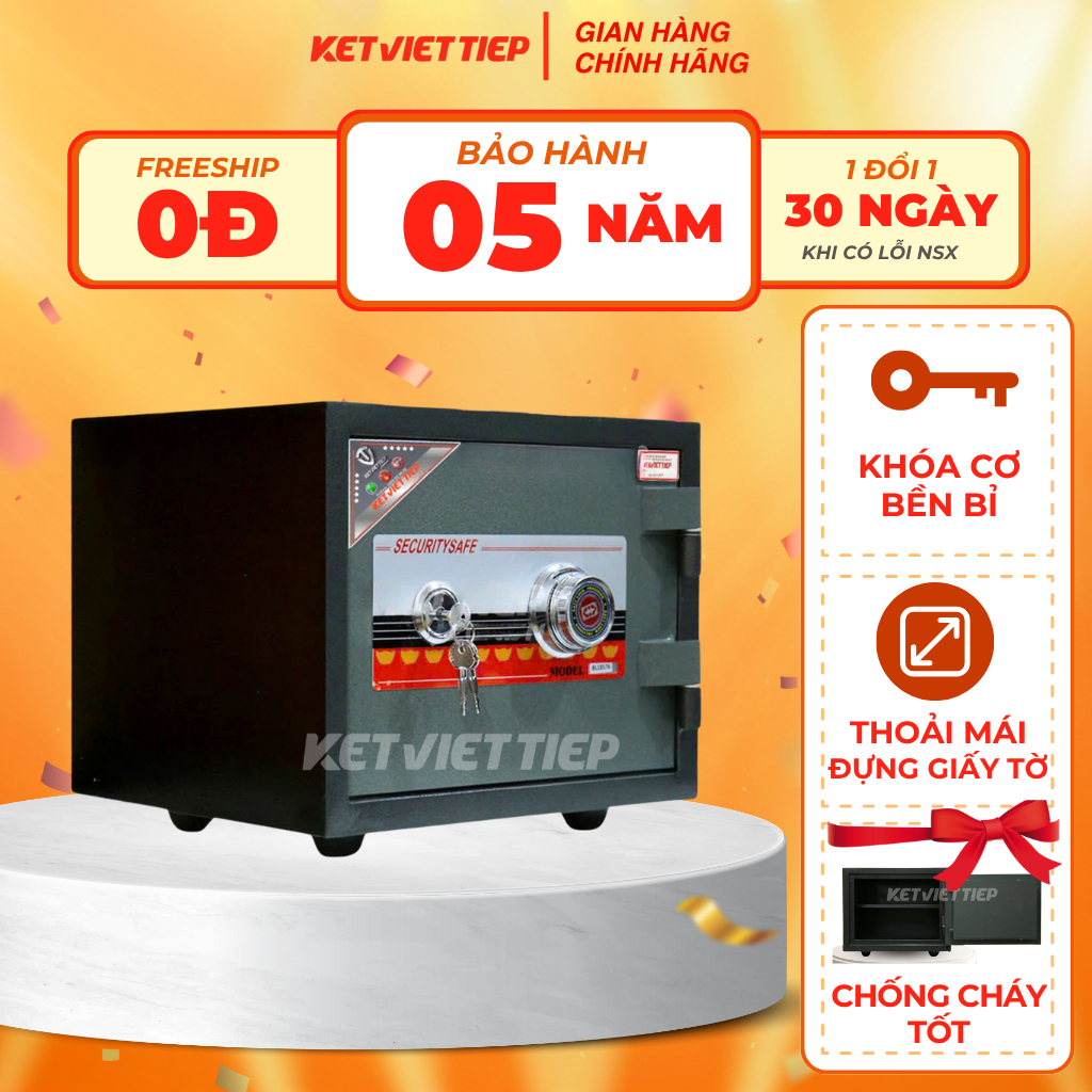 [HÀNG CHÍNH HÃNG] Két Việt Tiệp KVT33N BLN Chống Cháy, Chống Đục KHÓA CƠ Chuẩn Phong Thủy