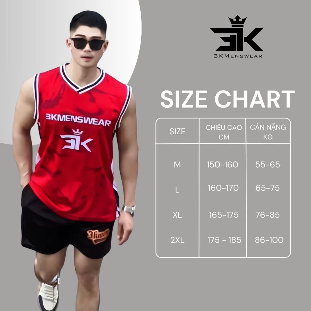 Áo Tanktop Thể Thao 3KMEN, Áo 3 Lỗ Bóng Rổ Chất Liệu Thun Lạnh Siêu Thoáng Khí
