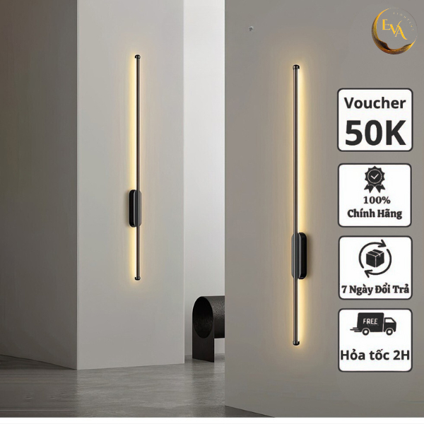 Đèn gắn tường LED 3 màu ánh sáng EVA LT047-BK 3C đèn decor nội thất phong cách hiện đại, bảo hành chính hãng 24 tháng