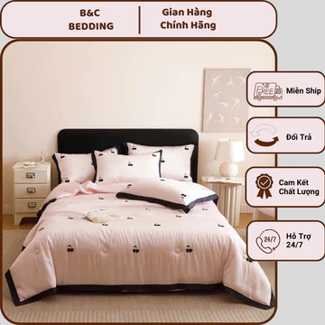 Bộ Chăn Ga Gối Lụa chăn trần Cao Cấp B&C Chăn Ga Gối - Chăn ga gối phối màu sang trọng nhiều mẫu