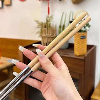 Đũa nấu dài 39cm đầu inox tay cầm gỗ chống nóng tiện lợi khi xào nấu