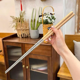 Đũa nấu dài 39cm đầu inox tay cầm gỗ chống nóng tiện lợi khi xào nấu
