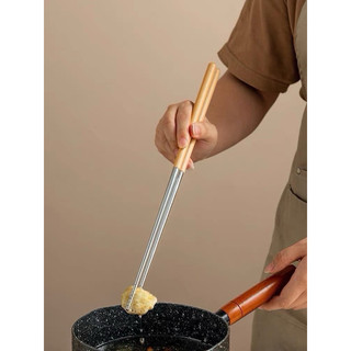 Đũa nấu dài 39cm đầu inox tay cầm gỗ chống nóng tiện lợi khi xào nấu