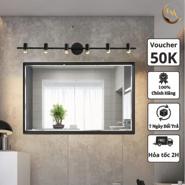 Đèn soi tranh, soi gương 6 bóng led EVA AP8110-6 BK công suất 18W,  L1200 * H143mm ánh sáng vàng, bảo hành 12 tháng