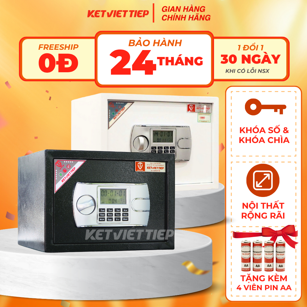 [HÀNG CHÍNH HÃNG] Két Việt Tiệp Mini KKS012 Két Sắt Mini Khách Sạn Cao 25 Rộng 35 Sâu 31cm