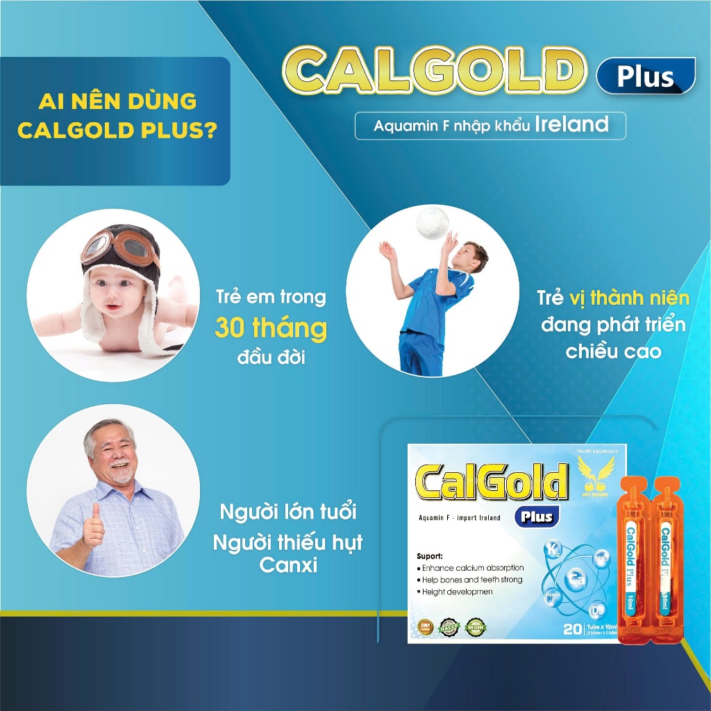 [HÀNG CTY + QUÀ] Canxi hữu cơ tăng chiều cao cho bé Calgold Plus giúp tăng chiều cao, xương răng chắc khỏe (H/20 ống)