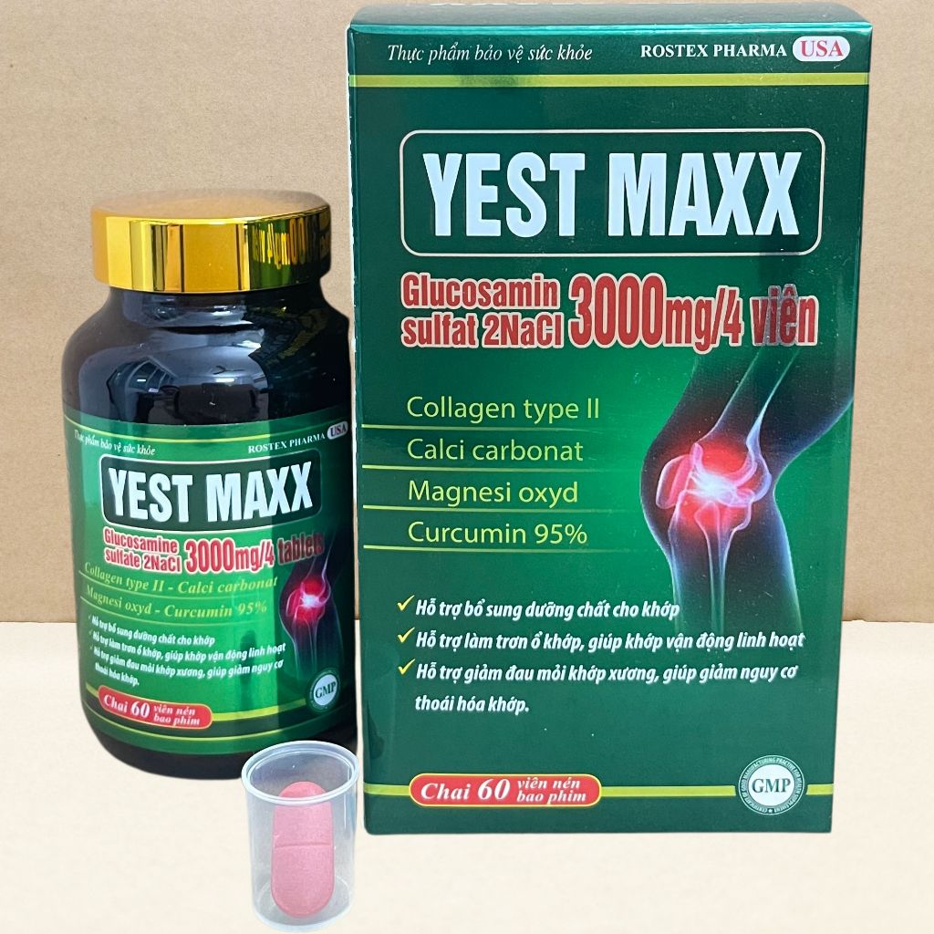 Combo 3 Hộp Yest Maxx Xanh Lá Chai 60 Viên - Rostex - Hải Dương - Vitamin Chữa Lành