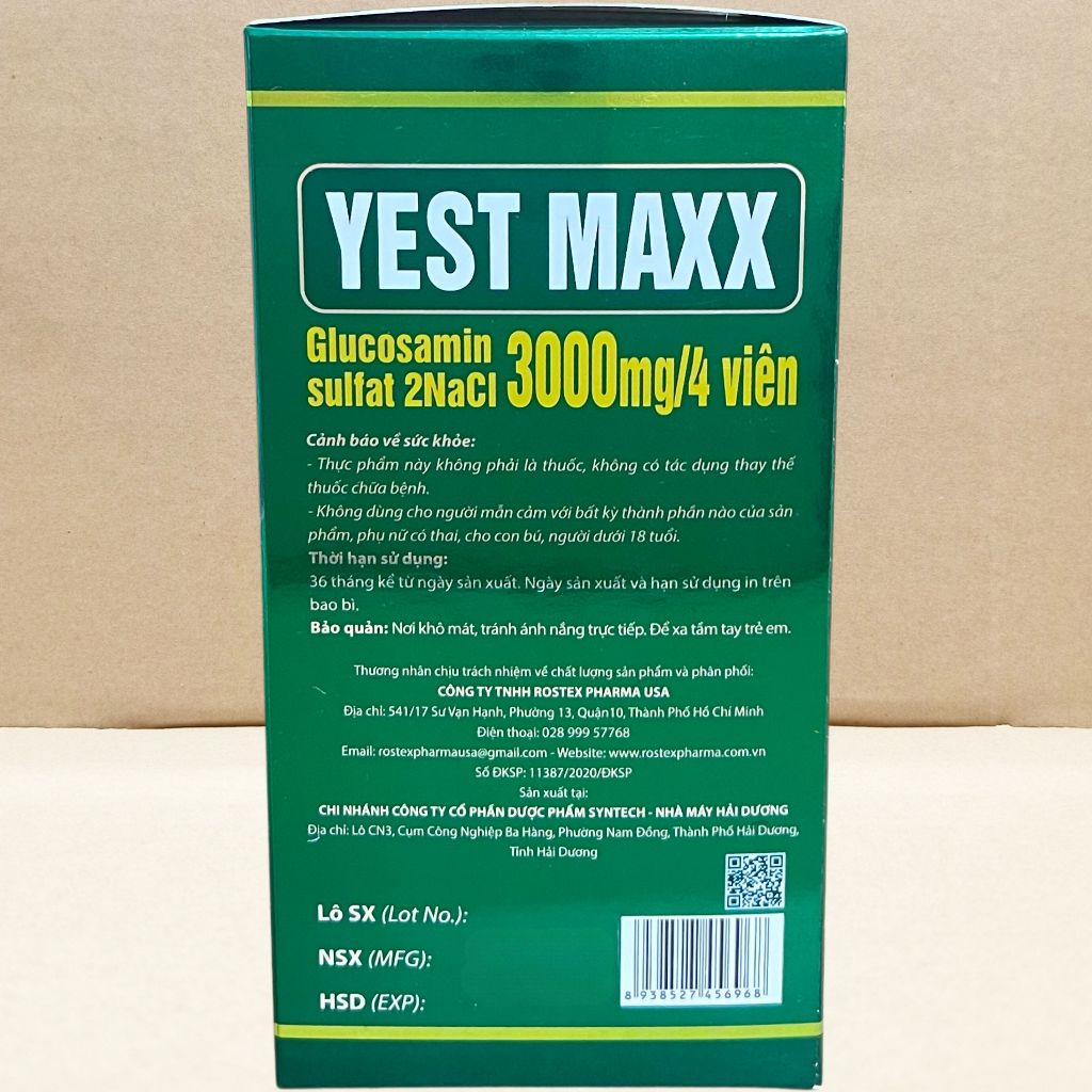 Combo 3 Hộp Yest Maxx Xanh Lá Chai 60 Viên - Rostex - Hải Dương - Vitamin Chữa Lành