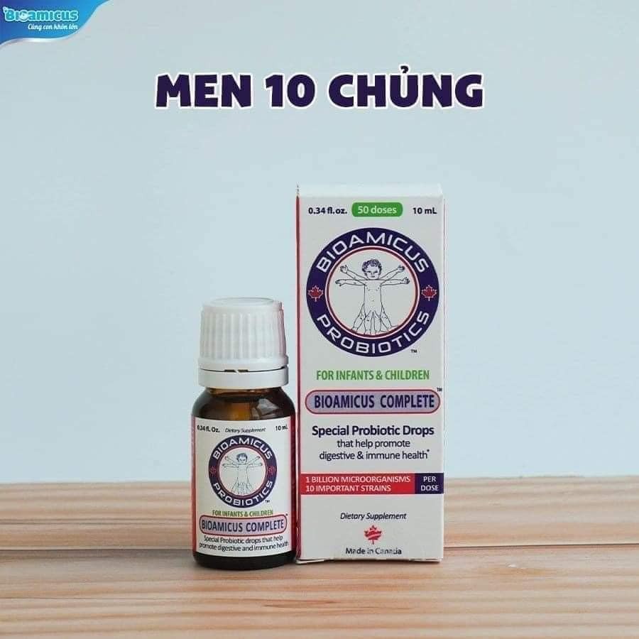 Men 10 chủng BioAmicus lợi khuẩn hỗ trợ cải thiện hệ vi sinh đường ruột chai 10ml + Quà tặng