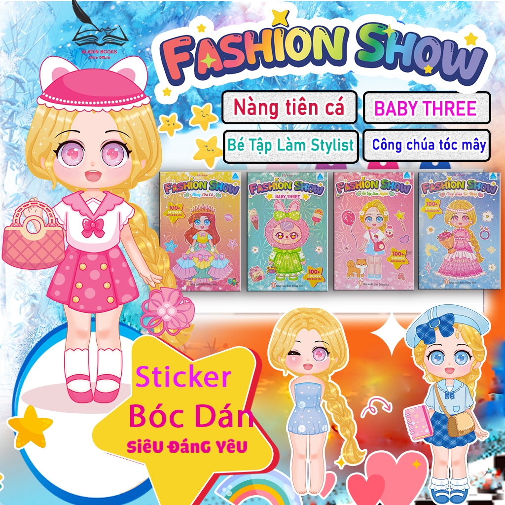 Sách- Sticker Bóc Dán Thời Trang Cho Bé – Bộ 4 Quyển Fashion Show (100+ Sticker/Quyển)
