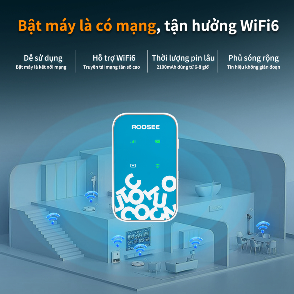 WiFi Di Động ROOSEE M610 - Phát 4G Không SIM, Chế Độ 2 Mạng mobifone /Vinaphone