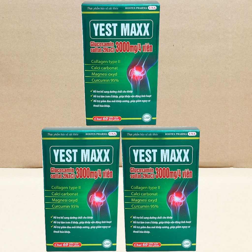 Combo 3 Hộp Yest Maxx Xanh Lá Chai 60 Viên - Rostex - Hải Dương - Vitamin Chữa Lành