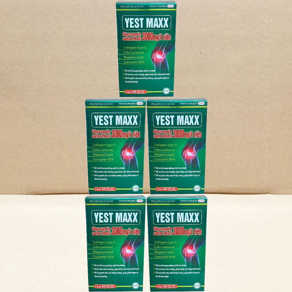 Combo 5 Hộp Yest Maxx Xanh Lá Chai 60 Viên - Rostex - Hải Dương - Vitamin Chữa Lành