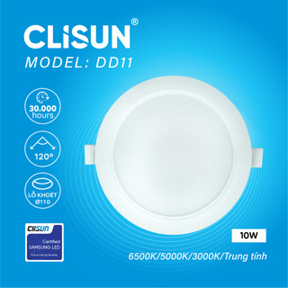 Đèn Downlight Âm Trần CLISUN | Đèn Chống Ẩm LED DD11 3 Chế Độ Màu Siêu Mỏng Tiết Kiệm Điện Tuổi Thọ Cao 30000H 10W12W