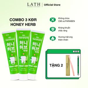 Combo 3 Kem đánh răng Hàn Quốc Lath Honey Herb, giảm mùi hôi miệng, chắc khỏe nướu và răng 150gX3