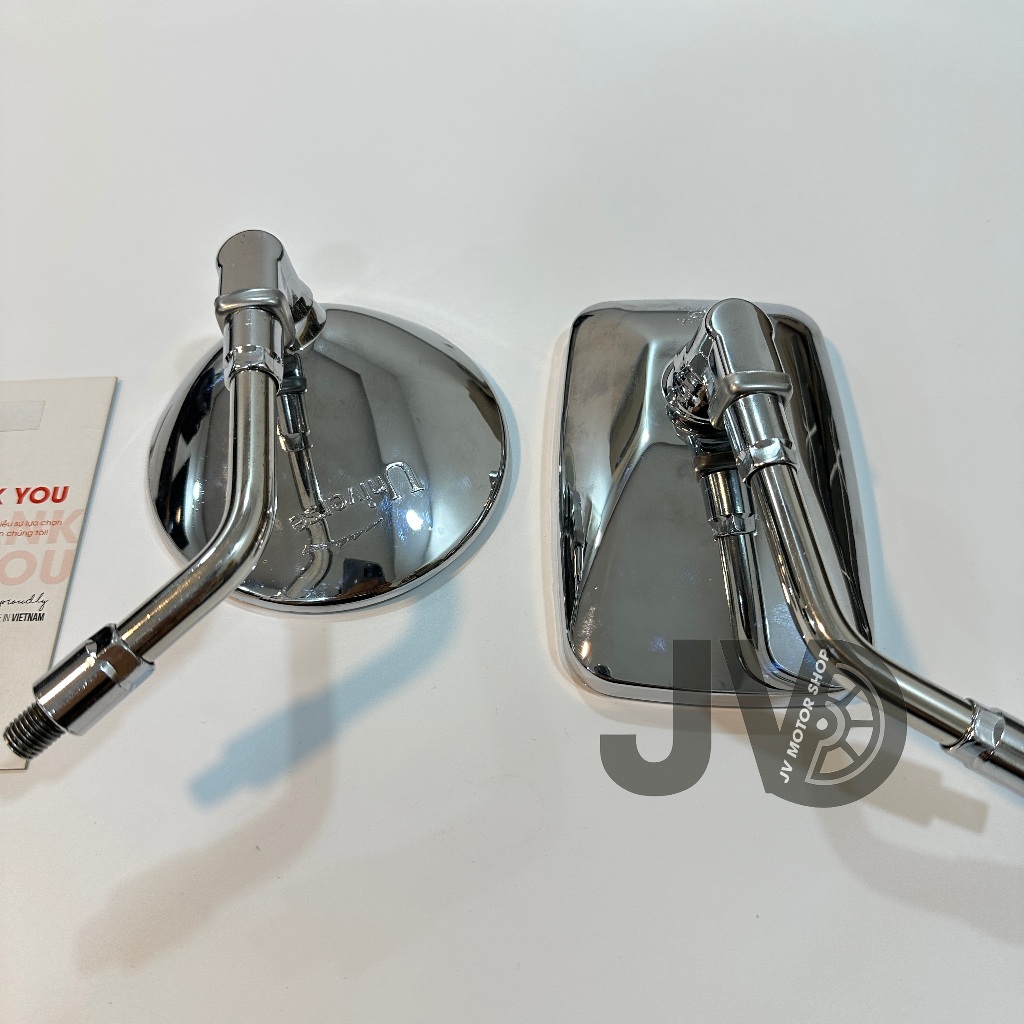 Kính chiếu hậu Motor - kiểu dáng TRÒN/ VUÔNG - Xi Inox chân ren 10li thuận, Gắn mọi dòng xe
