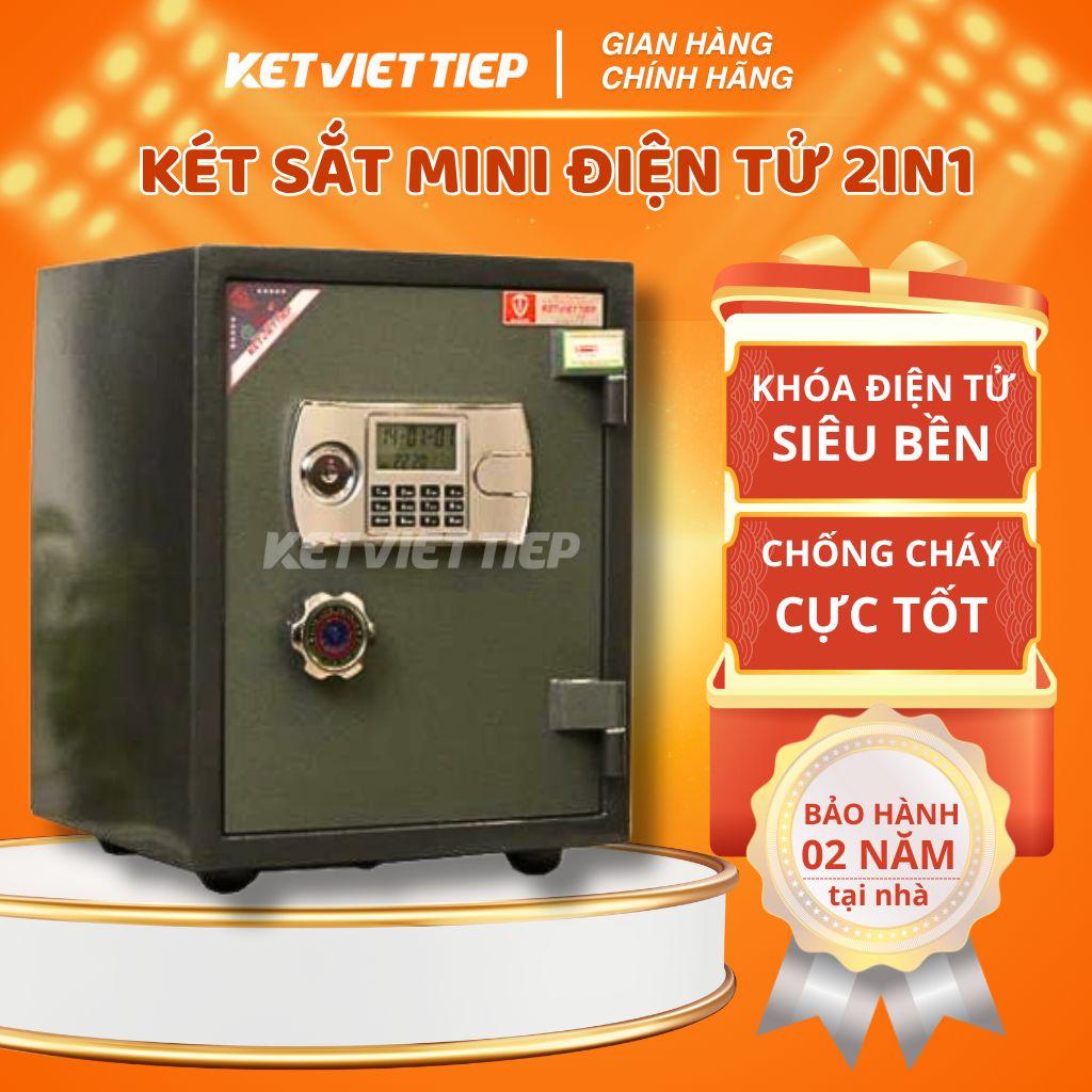 [CHÍNH HÃNG- 50KG] Két sắt Việt Tiệp điện tử KVT70 chống cháy chống trộm bảo hành 2 năm