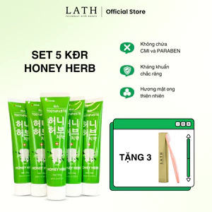 Kem đánh răng Hàn Quốc LATH HONEY HERB TOOTHPASTE SET 5 CÂY 150g x 5