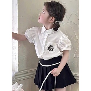 [B&G] Sét váy áo sơ mi trắng kèm chân váy xếp ly đen cho bé gái từ 12-45kg(2-12 tuổi)