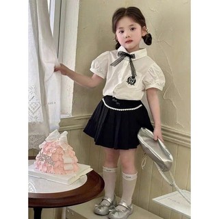 [B&G] Sét váy áo sơ mi trắng kèm chân váy xếp ly đen cho bé gái từ 12-45kg(2-12 tuổi)