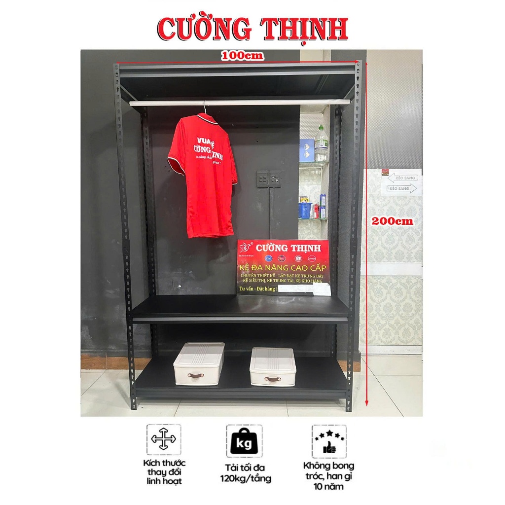 Kệ v gài Vinatech, Kệ decor treo quần áo, Cao 2m x dài 1m x rộng 40cm, Tải trọng 120kg/tầng, Mâm thép | BigBuy360 - bigbuy360.vn