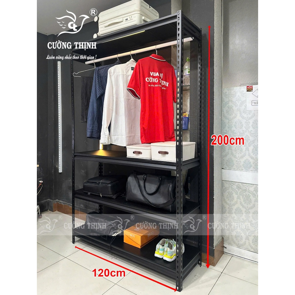 Kệ v gài Vinatech, Kệ decor treo quần áo, Cao 2m x dài 1m x rộng 40cm, Tải trọng 120kg/tầng, Mâm thép | BigBuy360 - bigbuy360.vn