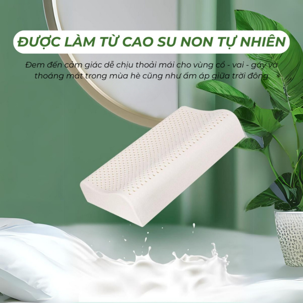 Gối Cao Su KAW Chống Đau Mỏi Vai Gáy, Chống Ngáy, Cao Su Nguyên Chất - Nâng Cấp Chất Lượng Giấc Ngủ