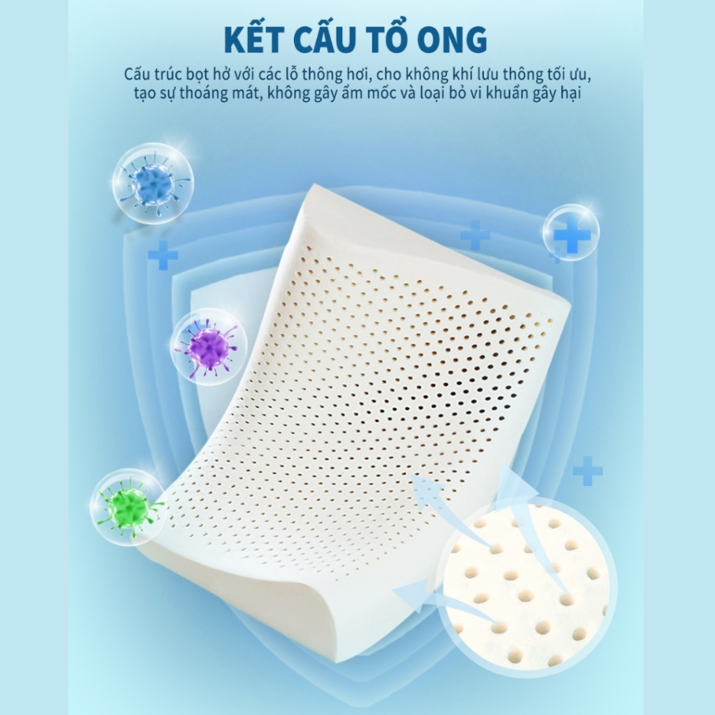 Gối Cao Su KAW Chống Đau Mỏi Vai Gáy, Chống Ngáy, Cao Su Nguyên Chất - Nâng Cấp Chất Lượng Giấc Ngủ