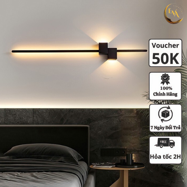 Đèn tường LED 3 chế độ ánh sáng EVA 605-BL 3C màu đen phong cách hiện đại bảo hành 12 tháng