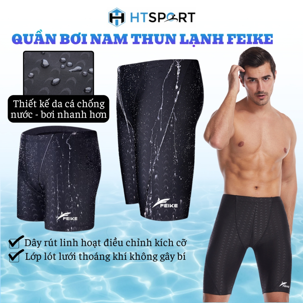 Quần Bơi Dáng Lửng Feike Cho Nam, Quần Đùi Bơi Thun Lạnh Cao Cấp Co Dãn 4 Chiều Chính Hãng